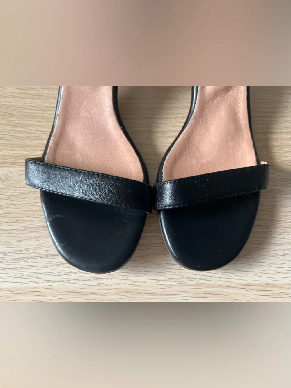 J Jill Black Leather Sandals Ankle Strap Low Heel Minimalist Size 9 New